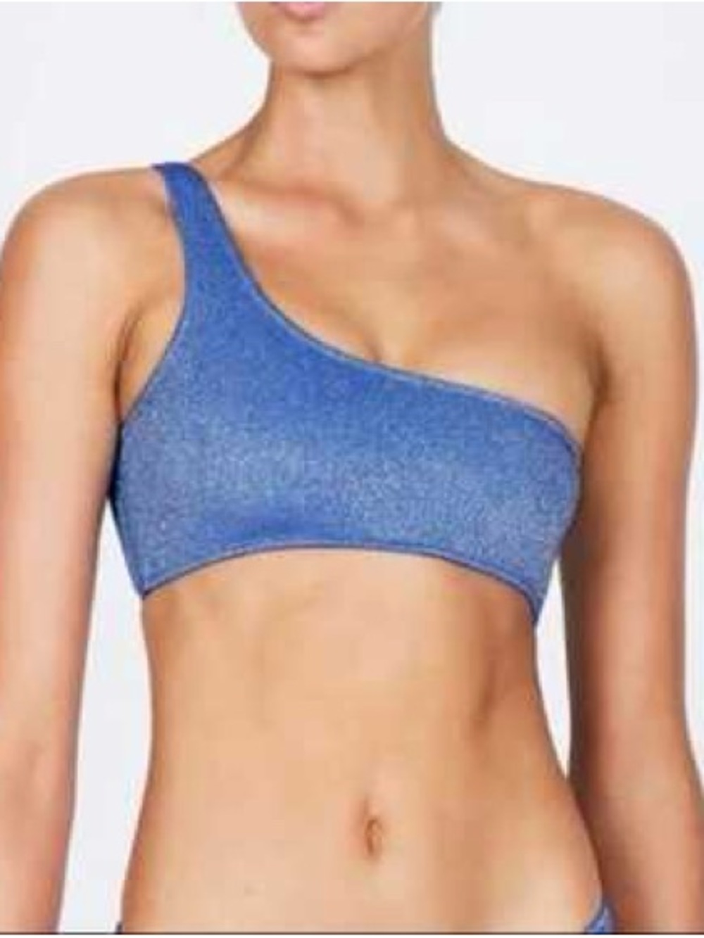 TRIANGL One-Shoulder Shimmery Gold Bikini Top Only